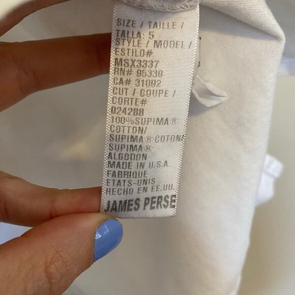 Standard James Perse Mens Supima Cotton Jersey Polo Size 5 XXL 2XL Basic White - Picture 5 of 6